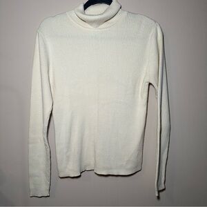 GAP 100% Cotton Ribbed Long SleeveTurtleneck Butter Yellow Sweater Size M
